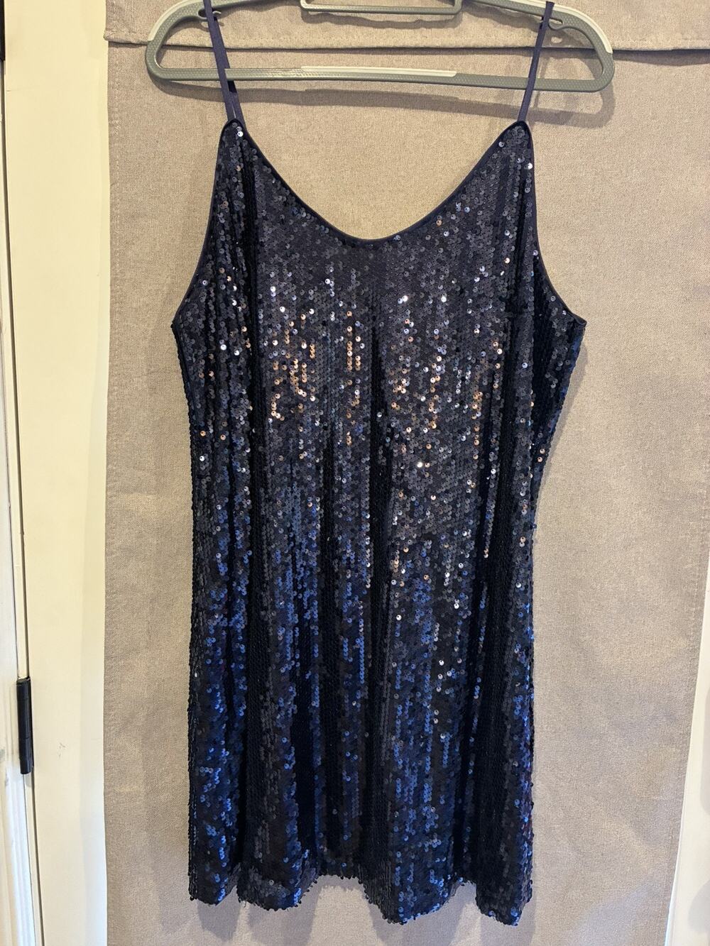 Allegra K Navy Blue Sequin Cami Party Dress women's size XL